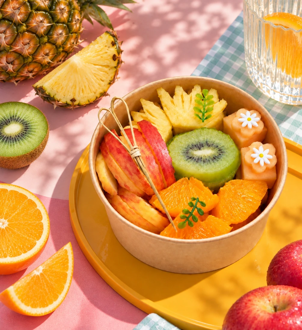 Mix 5 vị 500g (Kiwi xanh, Nho mẫu đơn, Quýt Úc, Thơm, Dưa lưới vàng)